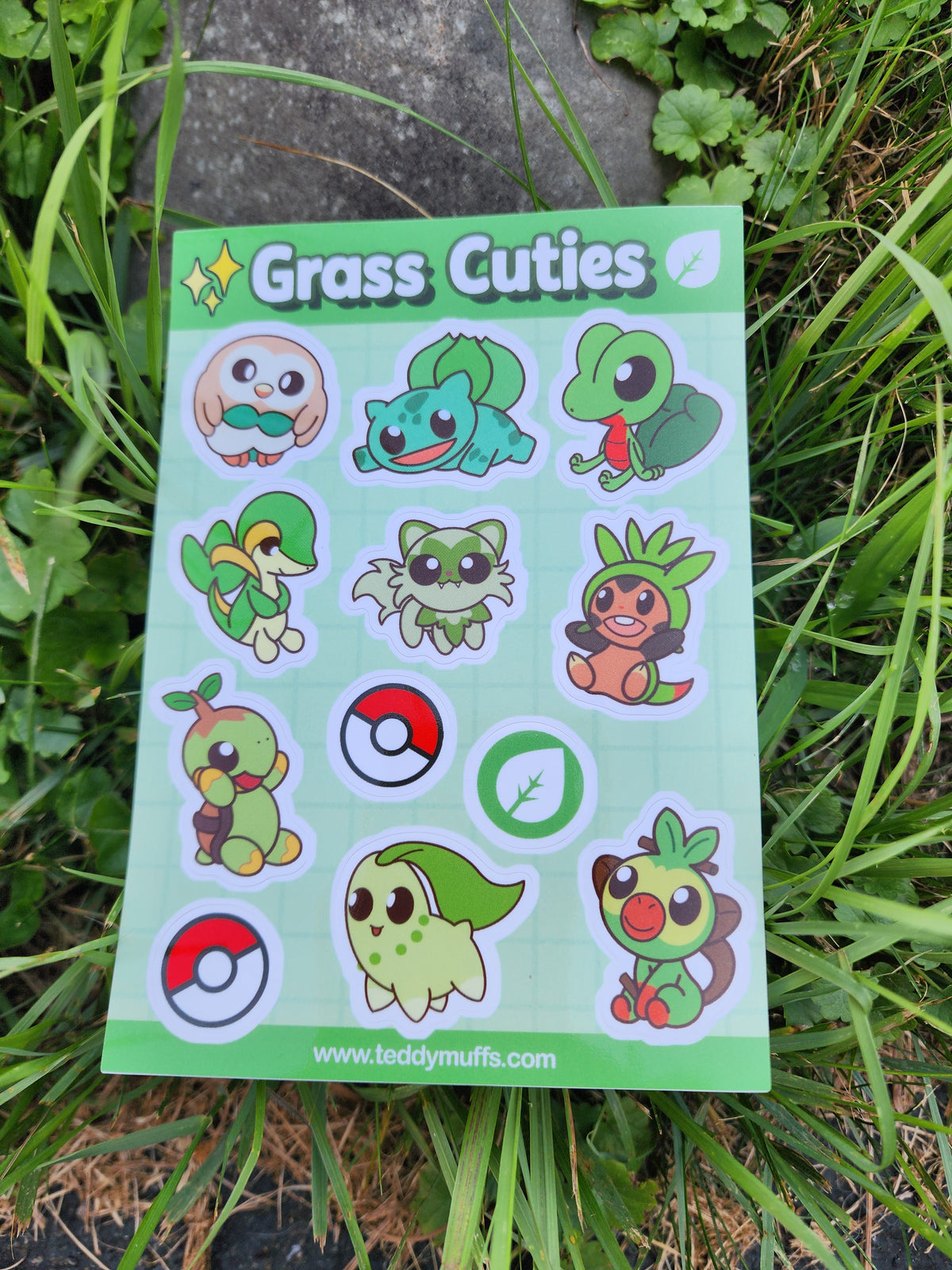 Grass Type | Pokemon Starters | Sticker Sheet