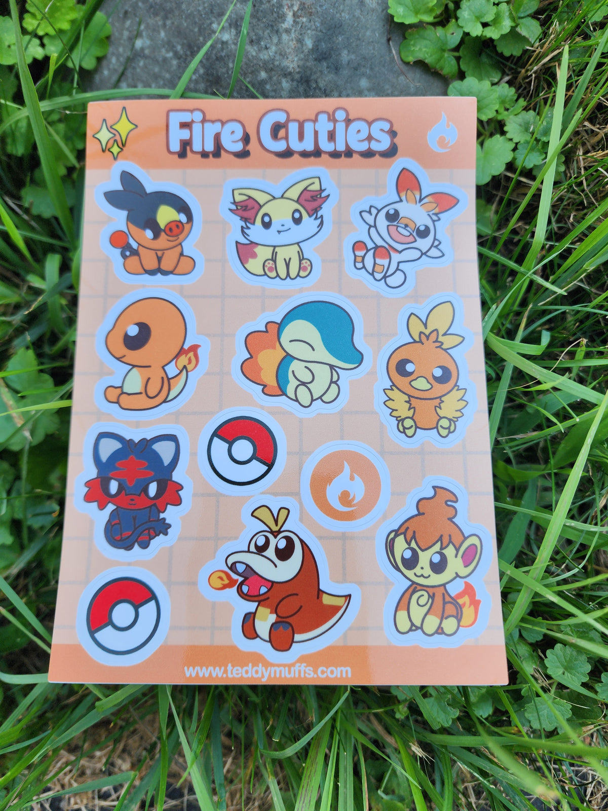 Fire Type | Pokemon Starters | Sticker Sheet