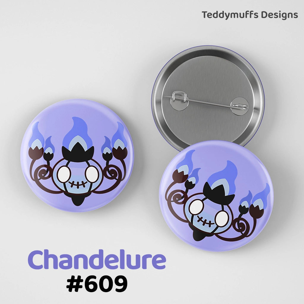 Chandelure Button Pin