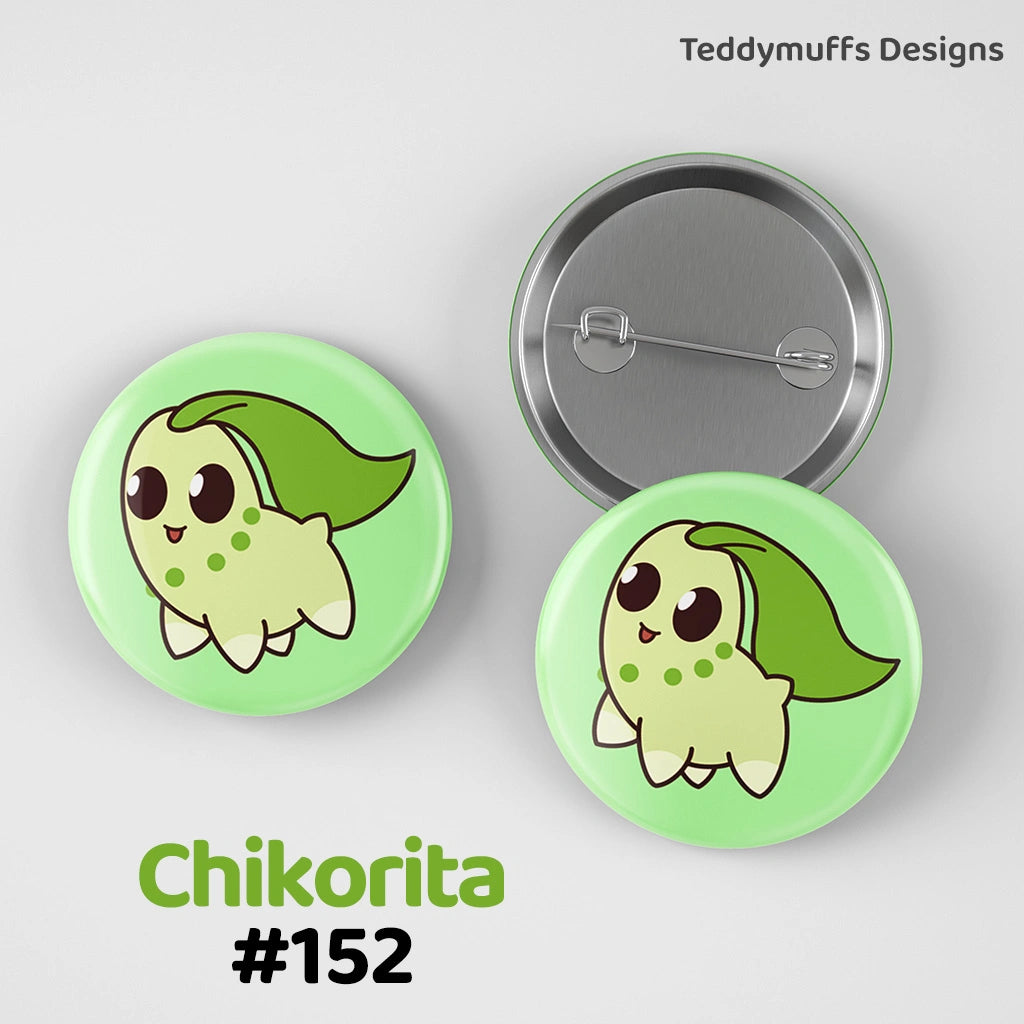 Chikorita Button Pin