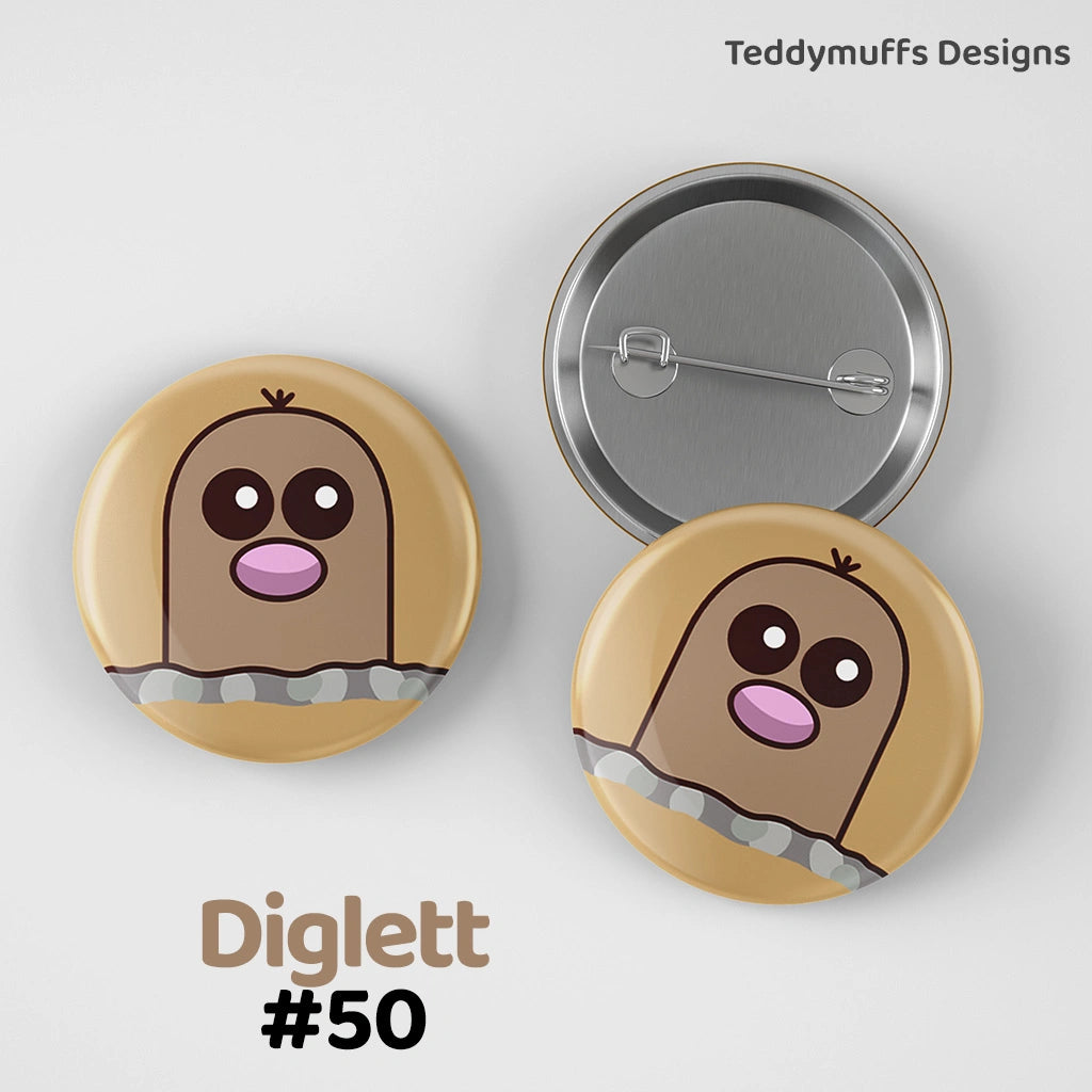 Diglett Button Pin
