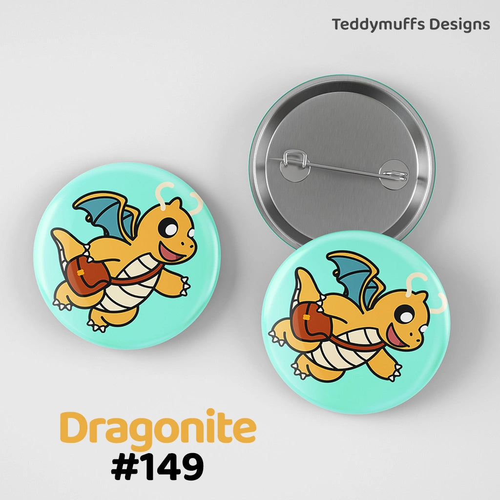 Dragonite Button Pin