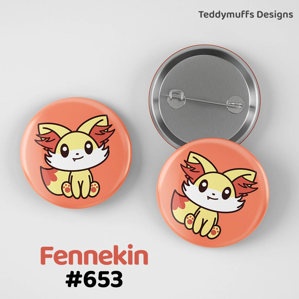 Fennekin Button Pin