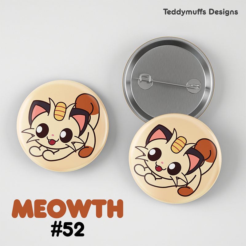 Meowth Button Pin