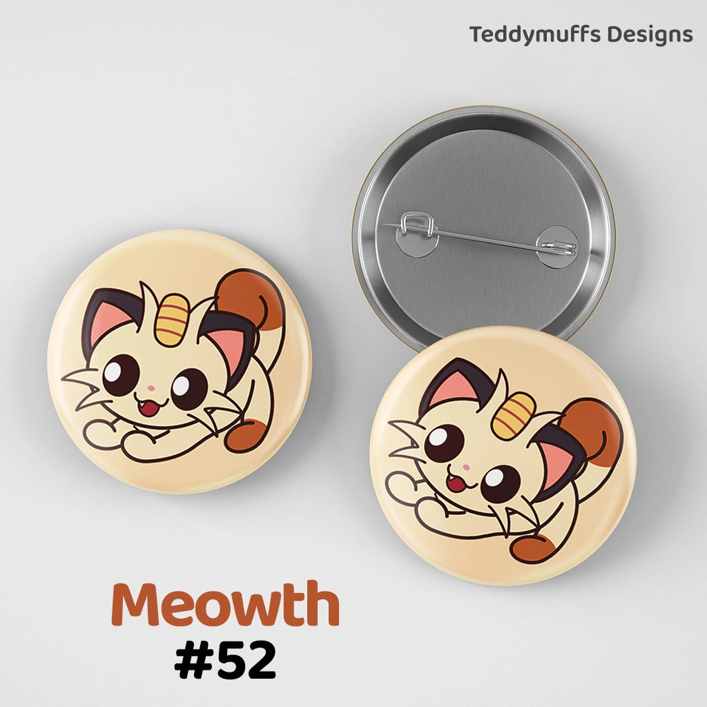 Meowth Button Pin