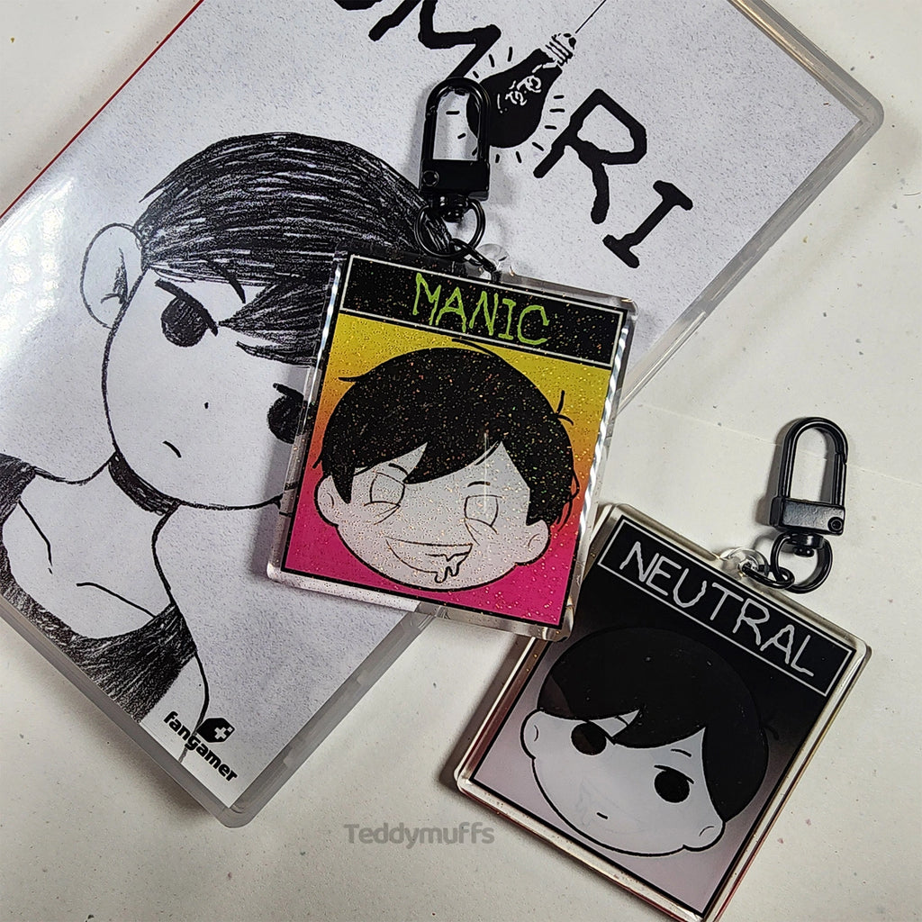 Omori Manic Acrylic Keychain | Double-Sided Glitter Charm - Teddymuffs