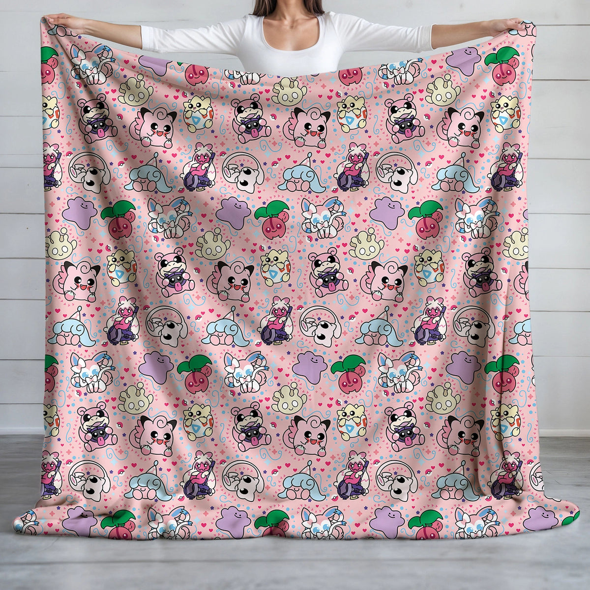 Pink Pokemon Plush Blanket