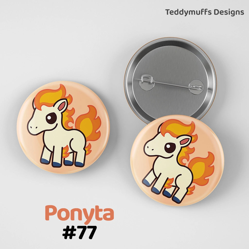 Ponyta Button Pin