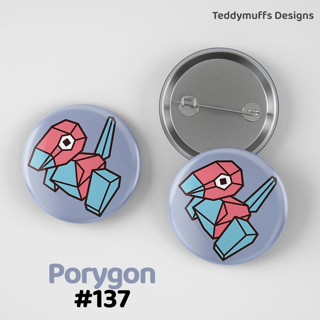 Porygon Button Pin