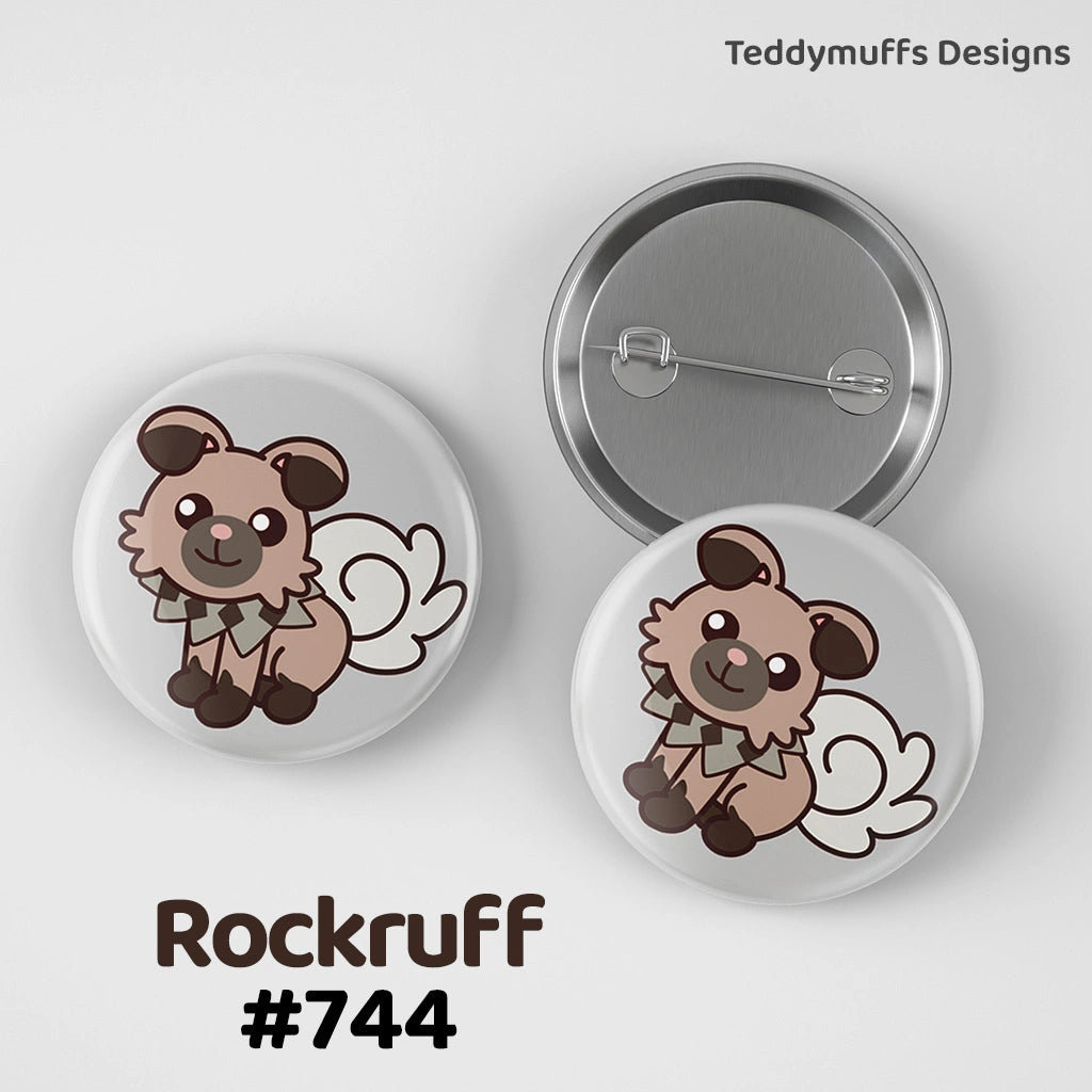Rockruff Button Pin