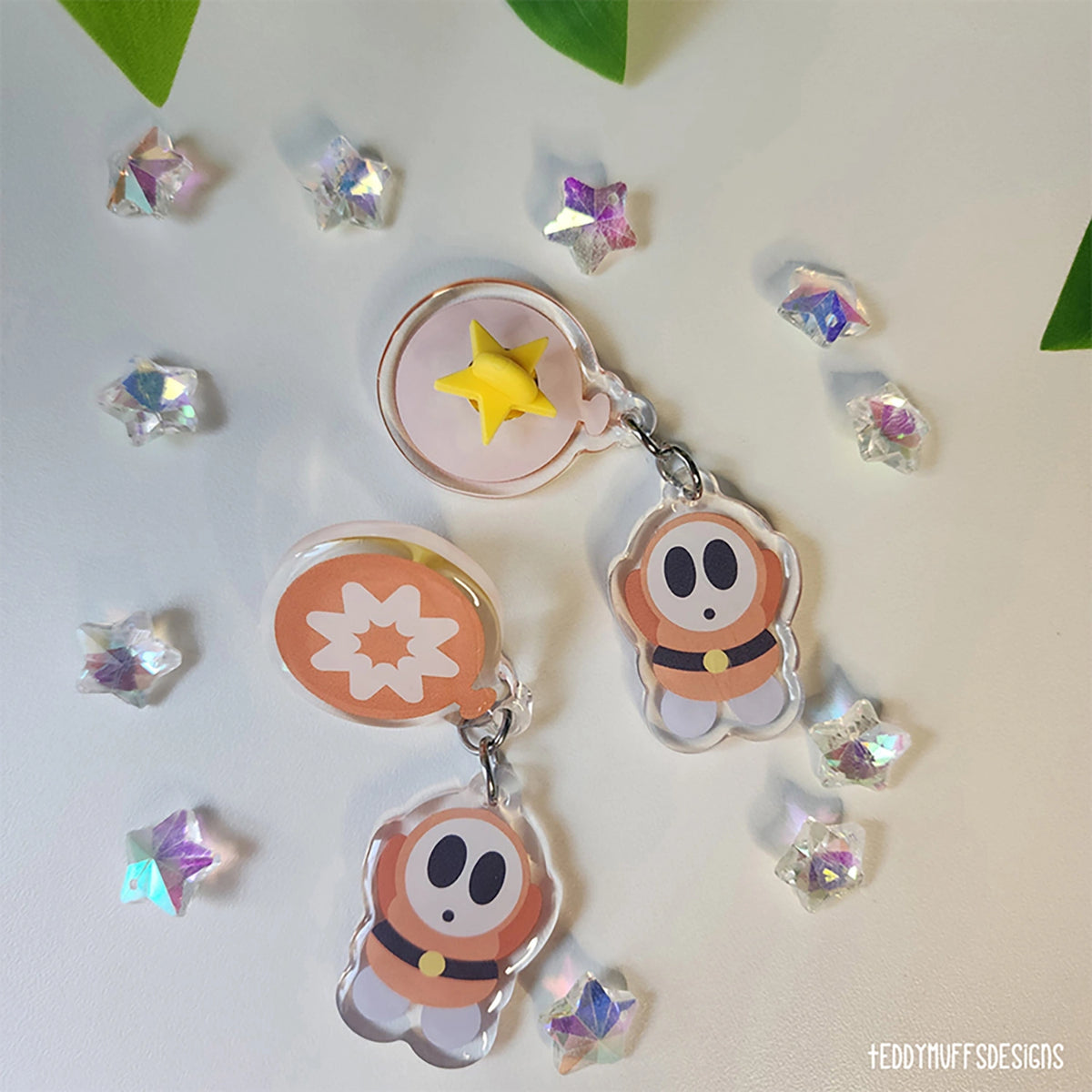 Shy Guy Acrylic Pin + Dangle Charm (Mario Inspired)