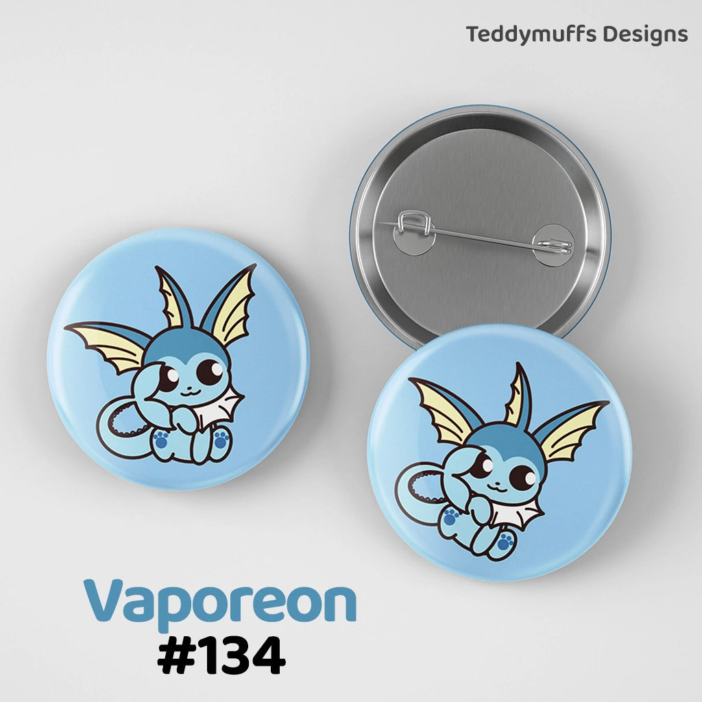 Vaporeon Button Pin