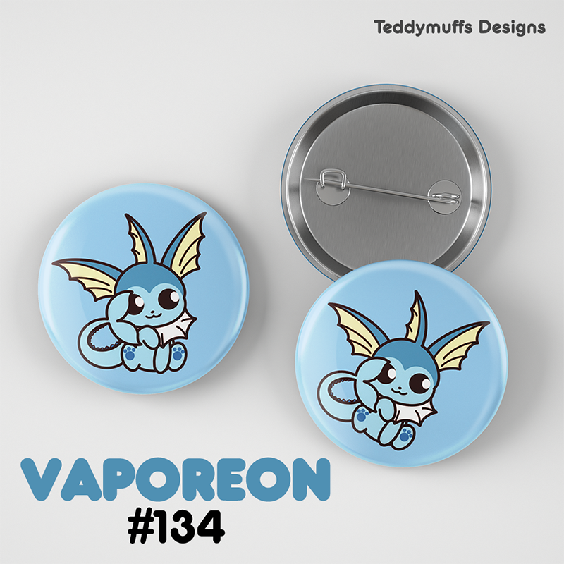 Vaporeon Button Pin